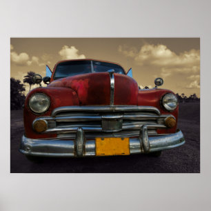 Klassisk amerikansk bil i Vinales, Kuba Poster