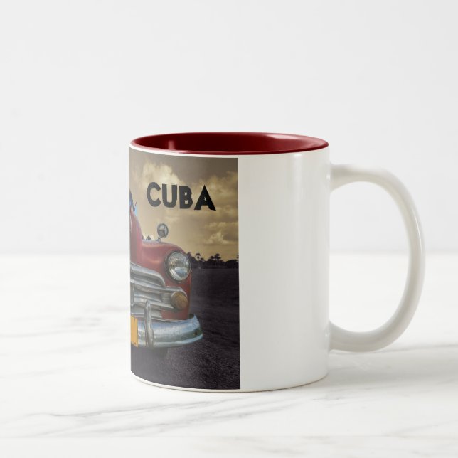 Klassisk amerikansk bil i Vinales, Kuba Två-Tonad Mugg (Höger)