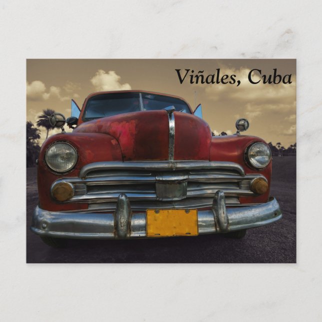 Klassisk amerikansk bil i Vinales, Kuba Vykort (Framsida)