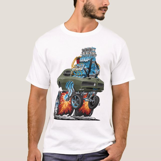 Klassisk amerikansk muskelbil Hot rod Tecknad T Shirt (Framsida)