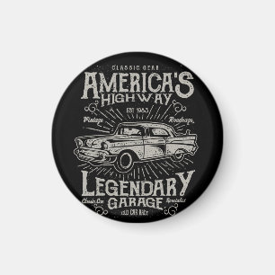 Klassisk amerikansk muskelbil Hotrods motorväg Magnet