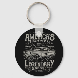 Klassisk amerikansk muskelbil Hotrods motorväg Nyckelring