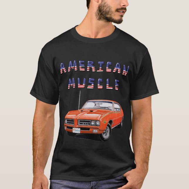 Klassisk amerikansk muskelbil t shirt (Framsida)