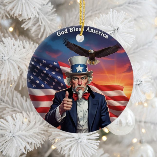 Klassisk amerikansk patriotism  julgransprydnad keramik (Skapare uppladdad)