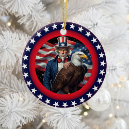 Klassisk amerikansk patriotism  julgransprydnad keramik