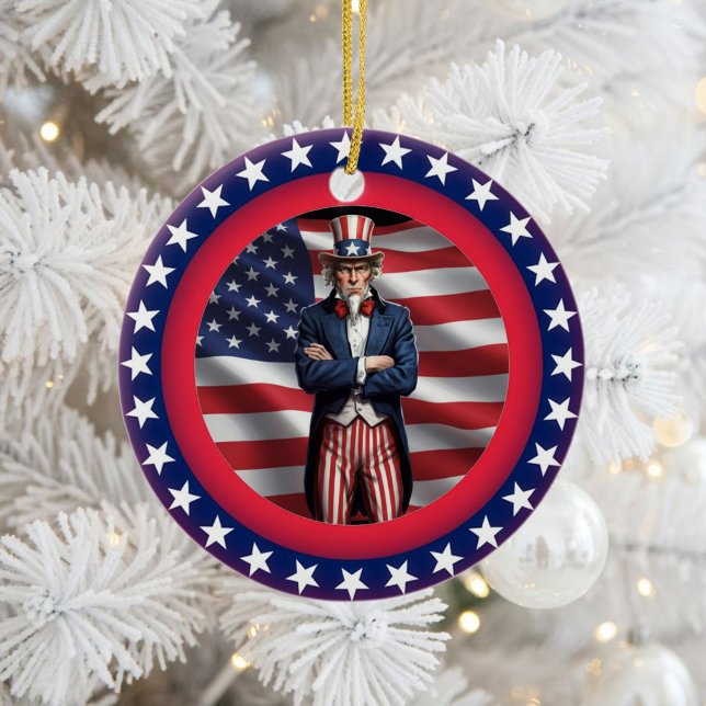 Klassisk amerikansk patriotism  julgransprydnad keramik (Skapare uppladdad)