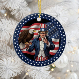 Klassisk amerikansk patriotism  julgransprydnad keramik