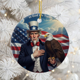 Klassisk amerikansk patriotism  julgransprydnad keramik