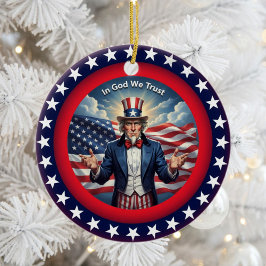 Klassisk amerikansk patriotism  julgransprydnad keramik
