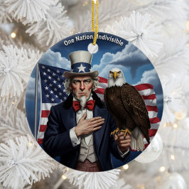 Klassisk amerikansk patriotism  julgransprydnad keramik