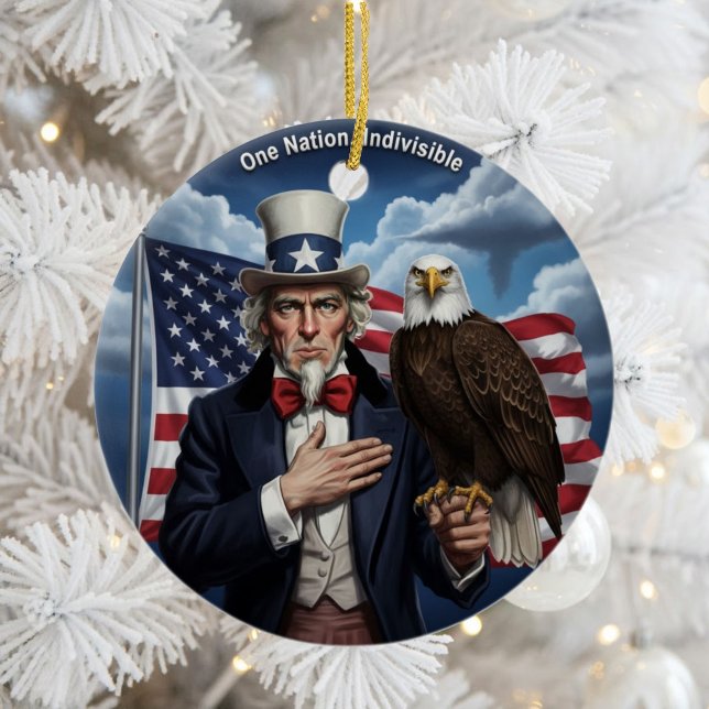 Klassisk amerikansk patriotism  julgransprydnad keramik (Skapare uppladdad)