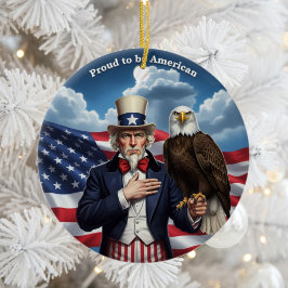 Klassisk amerikansk patriotism  julgransprydnad keramik