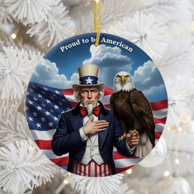 Klassisk amerikansk patriotism  julgransprydnad keramik (Skapare uppladdad)