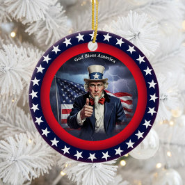 Klassisk amerikansk patriotism  julgransprydnad keramik
