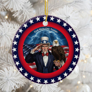 Klassisk amerikansk patriotism julgransprydnad keramik