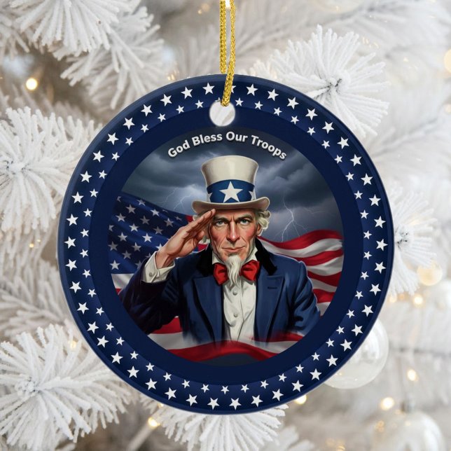 Klassisk amerikansk patriotism  julgransprydnad keramik (Skapare uppladdad)