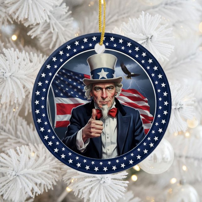 Klassisk amerikansk patriotism  julgransprydnad keramik (Skapare uppladdad)