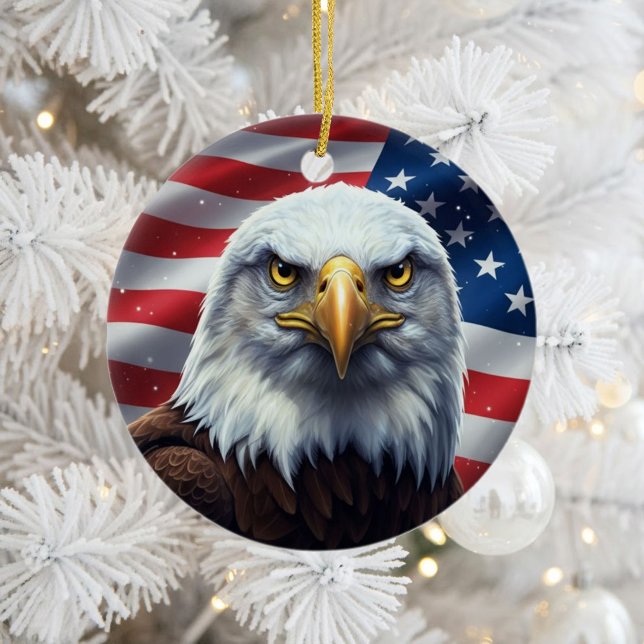 Klassisk amerikansk patriotism  julgransprydnad keramik (Skapare uppladdad)