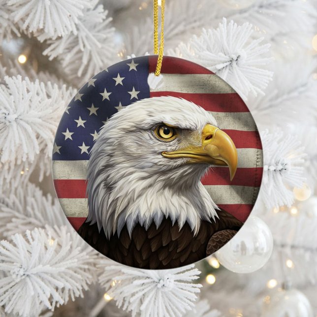 Klassisk amerikansk patriotism  julgransprydnad keramik (Skapare uppladdad)
