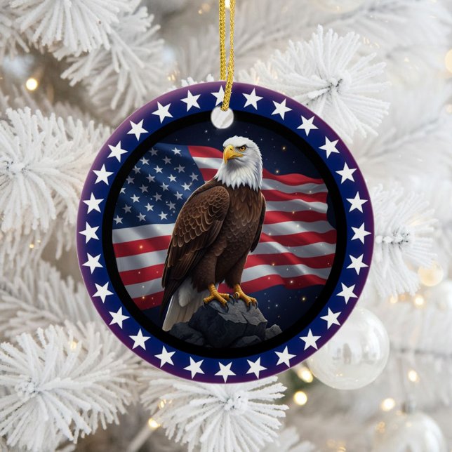 Klassisk amerikansk patriotism  julgransprydnad keramik (Skapare uppladdad)