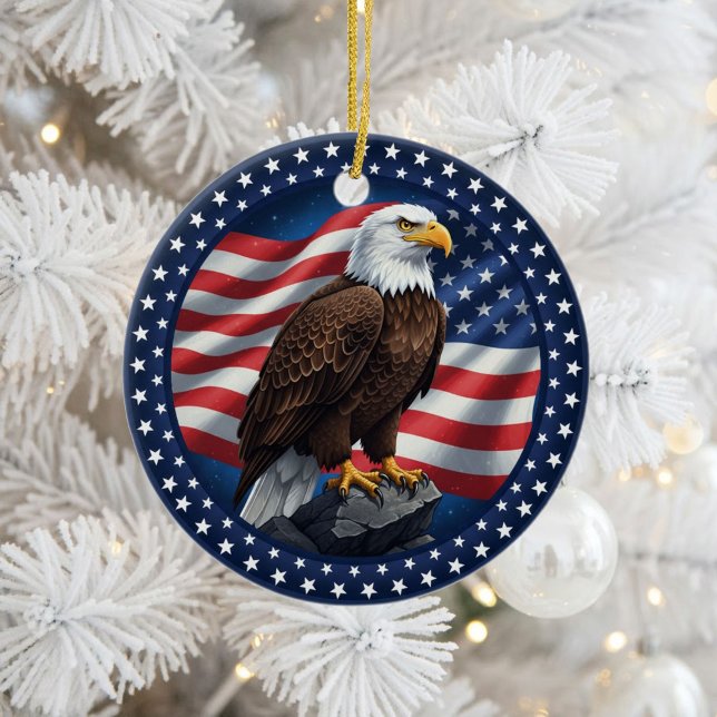 Klassisk amerikansk patriotism  julgransprydnad keramik (Skapare uppladdad)