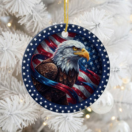 Klassisk amerikansk patriotism  julgransprydnad keramik