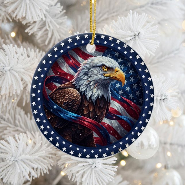 Klassisk amerikansk patriotism  julgransprydnad keramik (Skapare uppladdad)