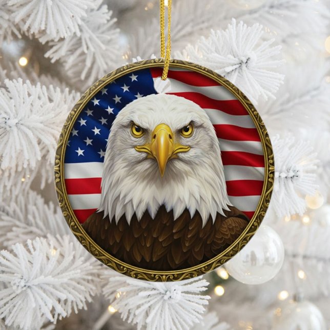 Klassisk amerikansk patriotism  julgransprydnad keramik (Skapare uppladdad)