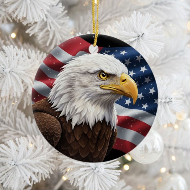 Klassisk amerikansk patriotism  julgransprydnad keramik (Skapare uppladdad)