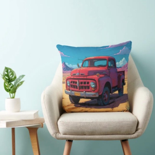 Klassisk amerikansk pickup  kudde (Classic American Pickup Throw Pillow 100% polyester hidden zipper enclosure.)