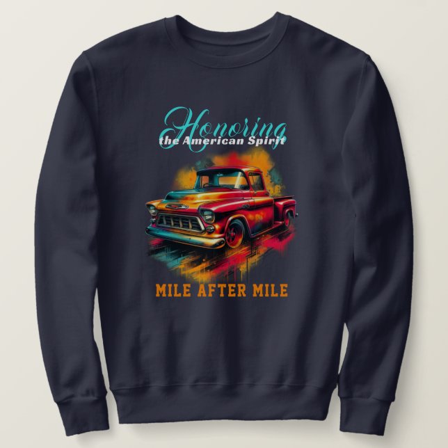 Klassisk amerikansk pickup-lastbil lång ärmad tröja (Design framsida)