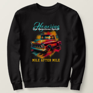 Klassisk amerikansk pickup-lastbil lång ärmad tröja