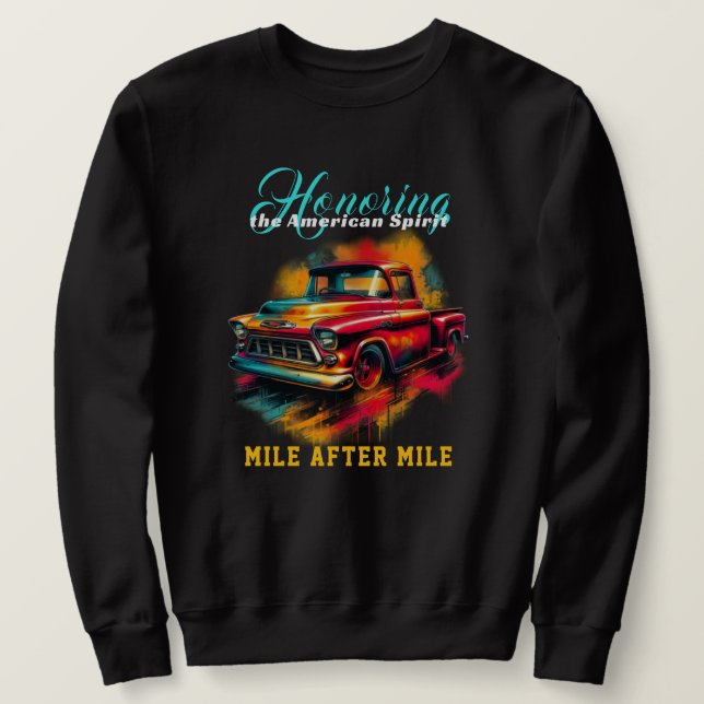 Klassisk amerikansk pickup-lastbil lång ärmad tröja (Design framsida)