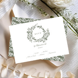 Klassisk andedräkt Vit & Sage Grönt Elegant bröllo OSA Kort