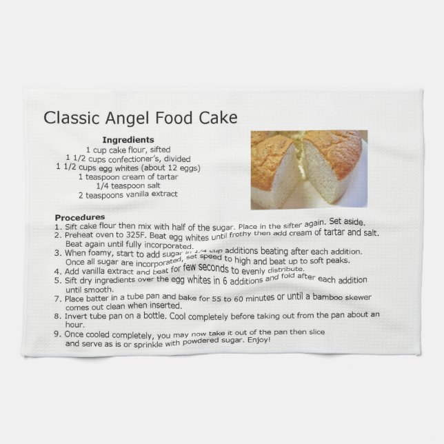 Klassisk ängel Food Cake Recipe Kökshandduk (Horisontell)