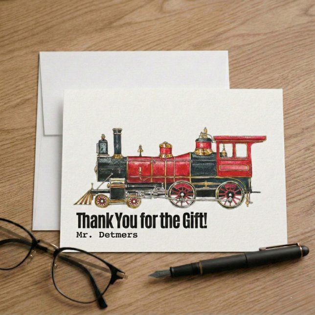 Klassisk ånglokomotiv tack-kort vykort (Classic Steam Locomotive Thank You Postcard)
