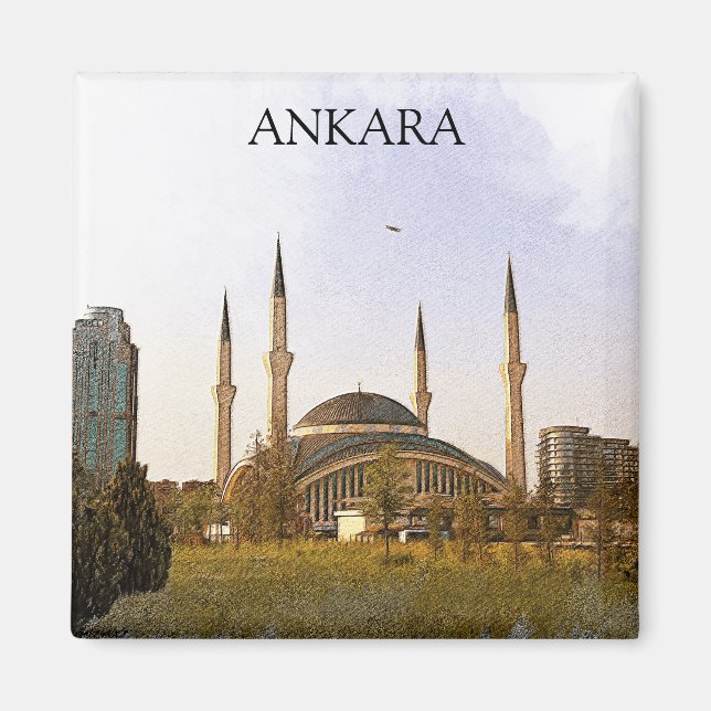 Klassisk Ankara Turkey Kocatepe Mosque Magnet (Framsidan)