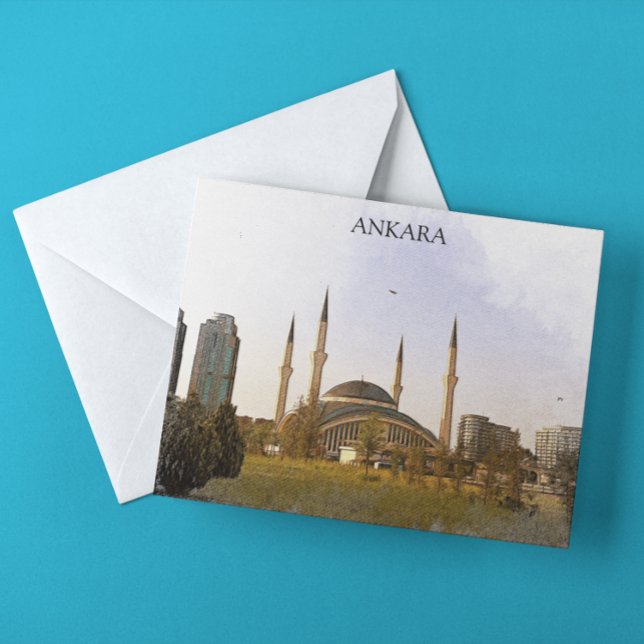 Klassisk Ankara Turkey Kocatepe Mosque Vykort (ankara turkey mosque vintage postcard)
