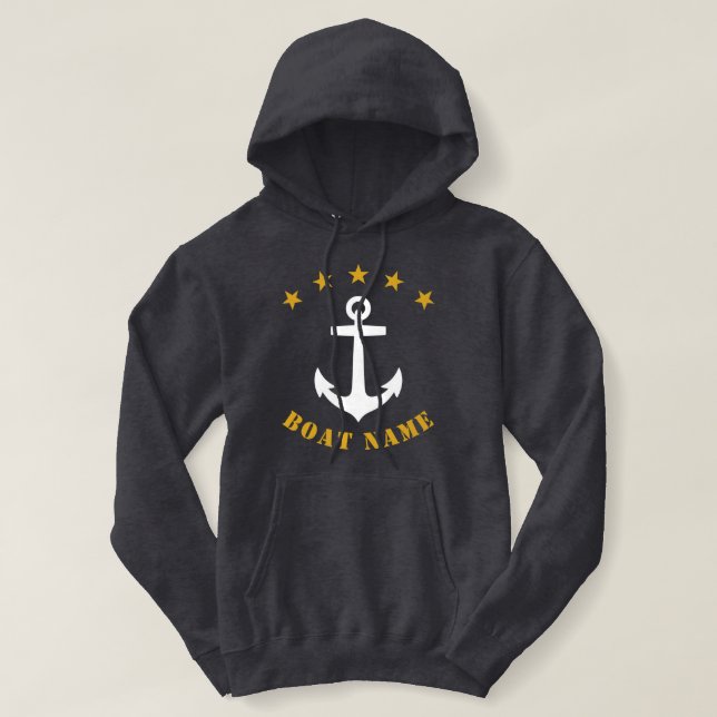 Klassisk ankare Guld Star Boat Namn Grått T Shirt (Design framsida)