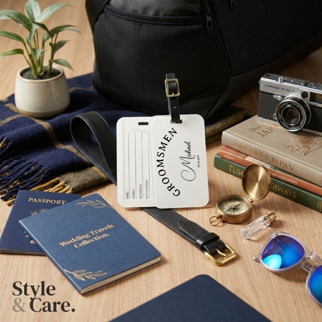 Klassisk anpassad skript bröllopspresent till brud bagagebricka (Classic Custom Script Groomsmen Gift Luggage Tag)