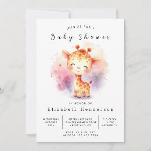 Klassisk Anpassningsbar Giraffe Baby Shower Inbjudningar