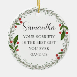 Klassisk Anpassningsbar Sobriety Milestone Sober j Julgransprydnad Keramik