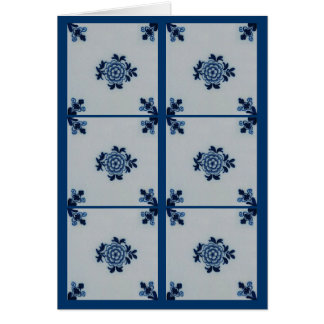 Klassisk antikär Delft Blue Tile - Blommigt Motif Hälsningskort