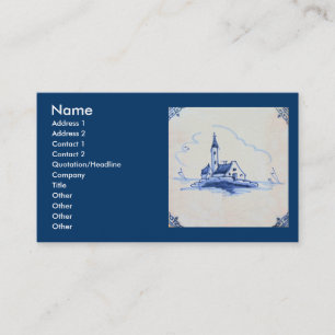 Klassisk antikarian Delft Blue Tile - Church Visitkort