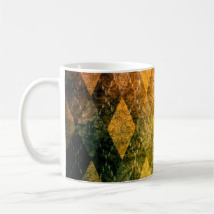 Klassisk argyle vintage grönt guld diamant mönster kaffemugg