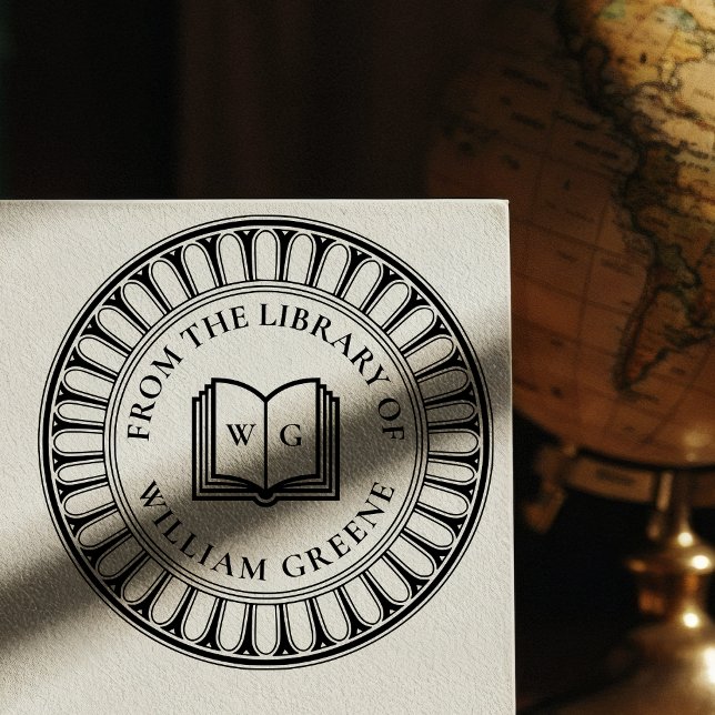 Klassisk arkitektur Trämonogram Ex Libris Stämpel (Skapare uppladdad)