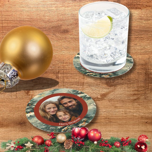 Klassisk årshelg Träd, fotopul Underlägg Papper Rund (Skapare uppladdad)