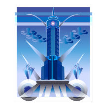 Klassisk Art Deco City Bygg Poster