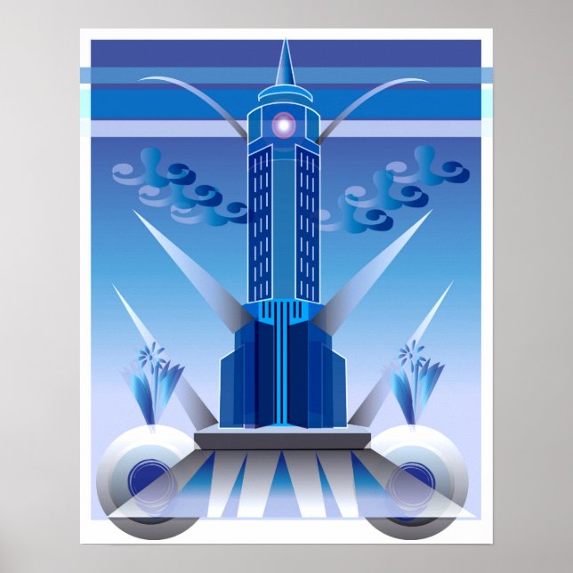 Klassisk Art Deco City Bygg Poster (Framsidan)