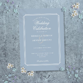 Klassisk Art Deco Dusty Blue Bröllop Inbjudningar